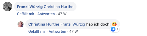 Franzi Würth hat Christina Hurthe erwähnt – Christina Hurthe: Hab ich doch!
