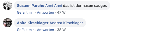 Susann Parche erwähnte Anni Anni: Das ist der Nasensauger. – Anita Kirschlager erwähnte Andrea Kirschlager